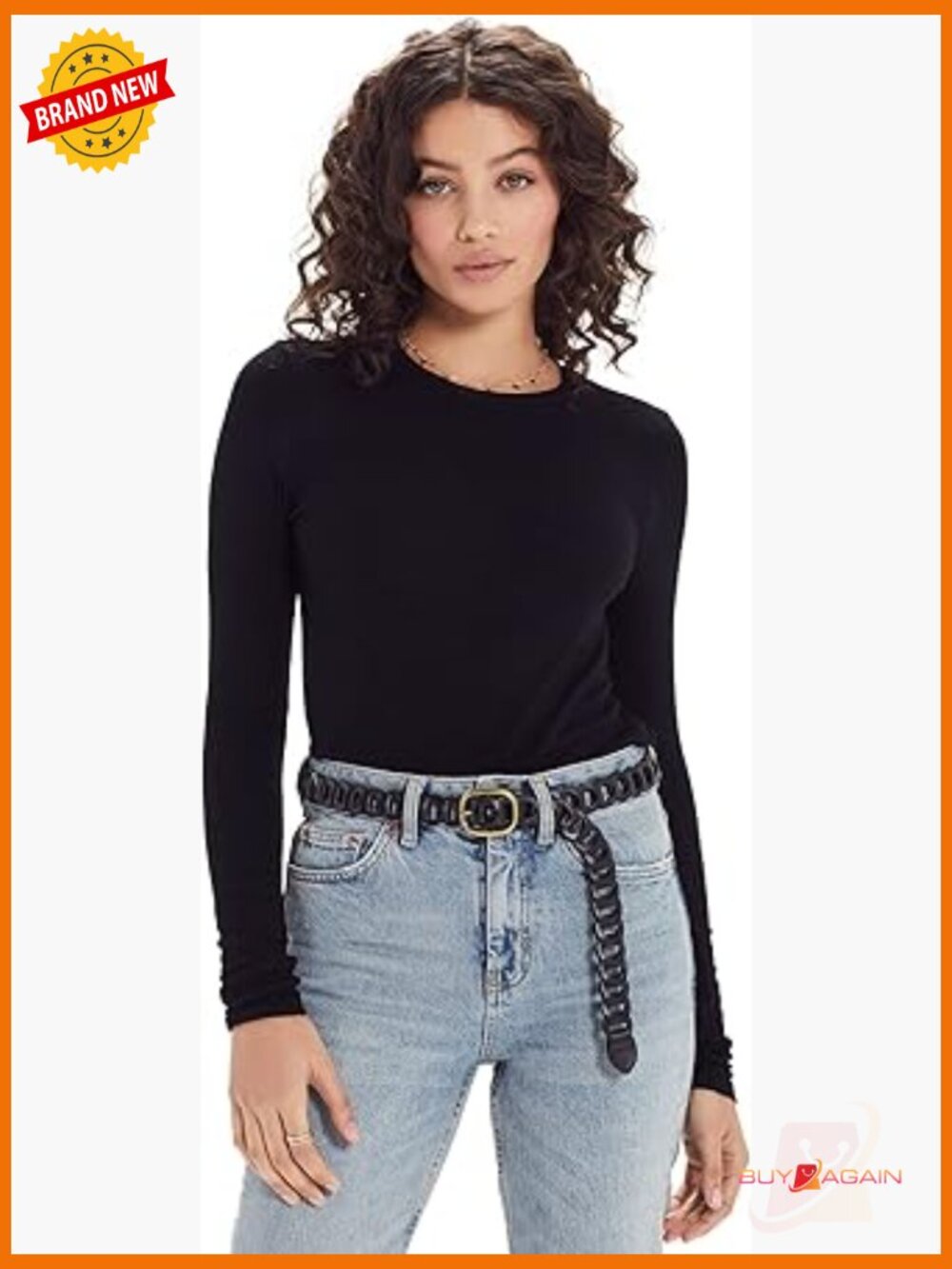 Ribbed Long Sleeve Tee - Luxe Modal Spandex Stretch Pull-On T-Shirt